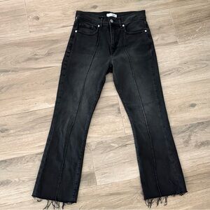 LOFT Size 25/0 Washed Black Denim High Rise Kick Crop Jeans Front Leg Seams